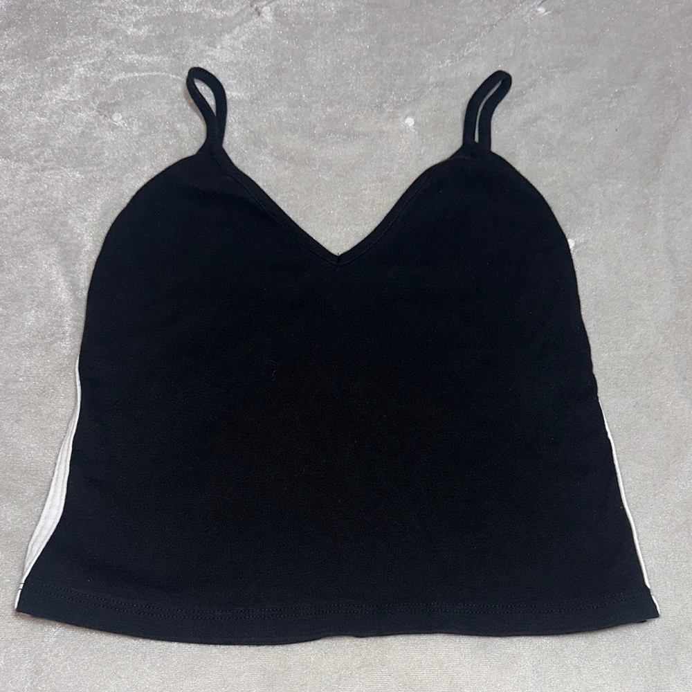 Brandy Melville Black Double Stripe V-Neck Tank